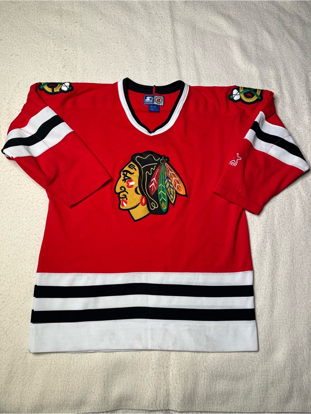 Vintage 90s Starter NHL Chicago Blackhawks Red Jersey Youth L/XL Men’s S/M Vtg